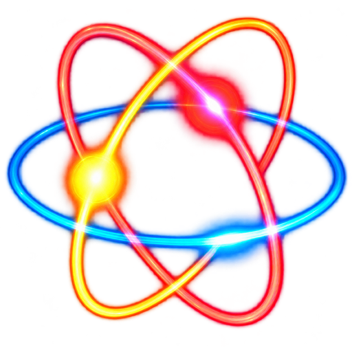 Glowing atom, the PQP emblem